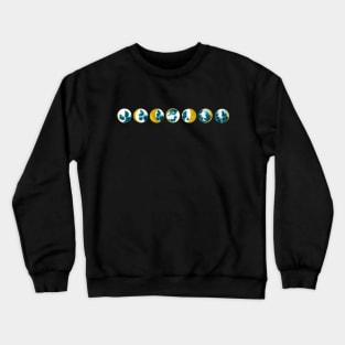 Moon phases in watercolor gold, green, and blue Crewneck Sweatshirt